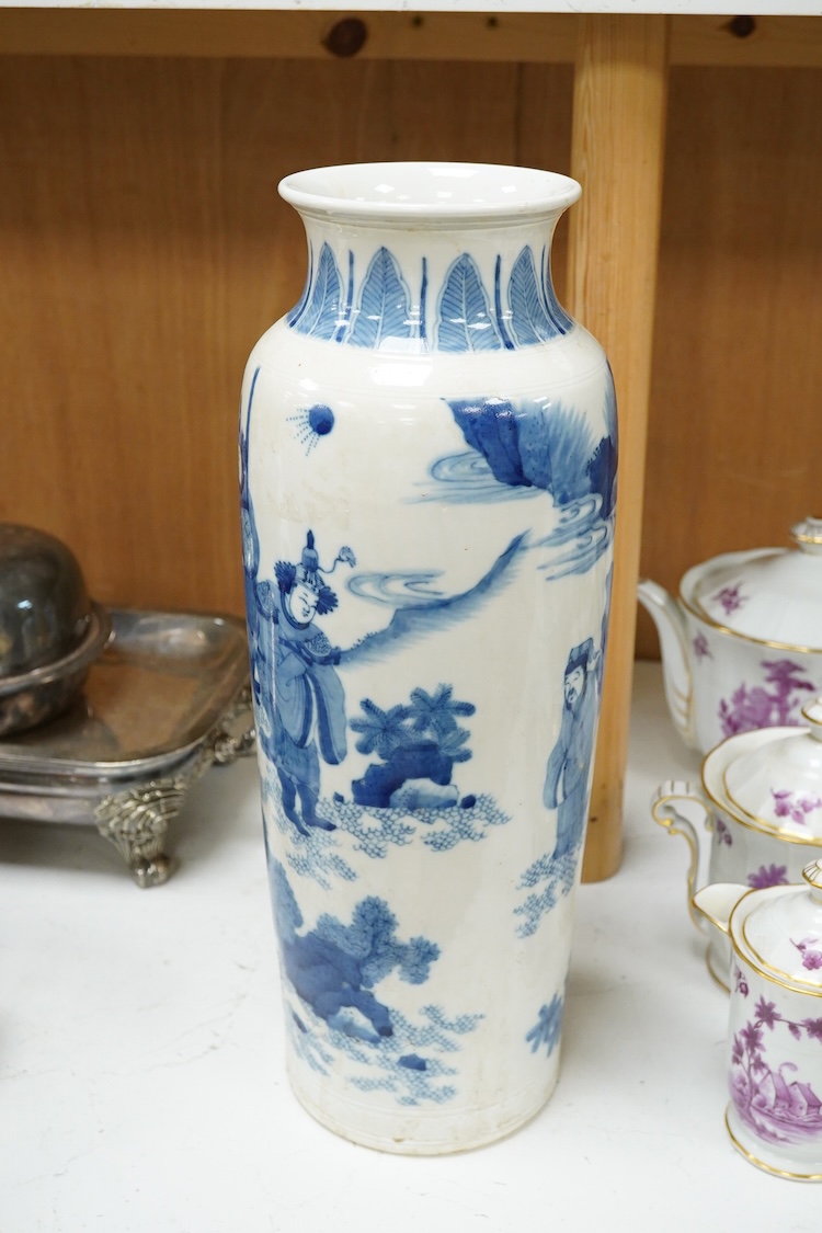 Large Chinese blue and white figural vase - 39.5cm high